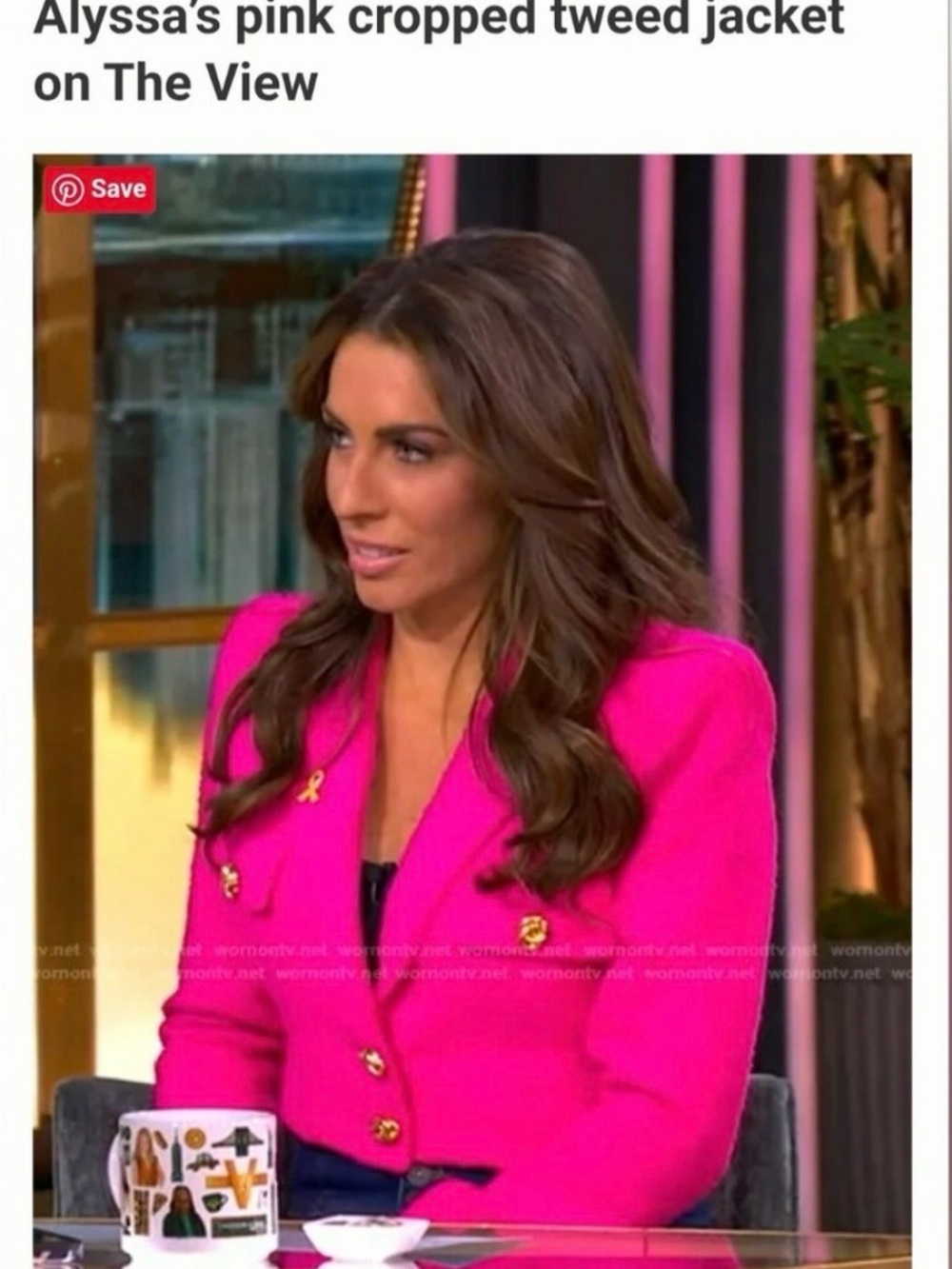 L'AGENCE Cropped Tweed Blazer in Hot Pink - Picture 6 of 6